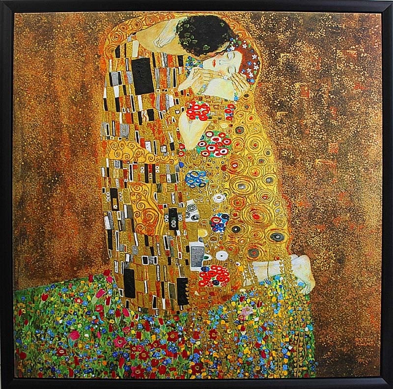 Gustav Klimt (Austrian 1862-1918) The Kiss Limited Edition painting Image size 32x32. Hand