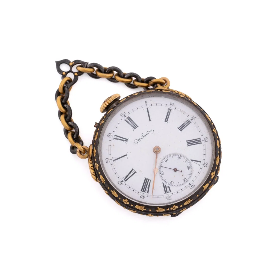 GUSTAVE SANDOZ, ANTIQUE GOLD PLATED POCKET WATCH
