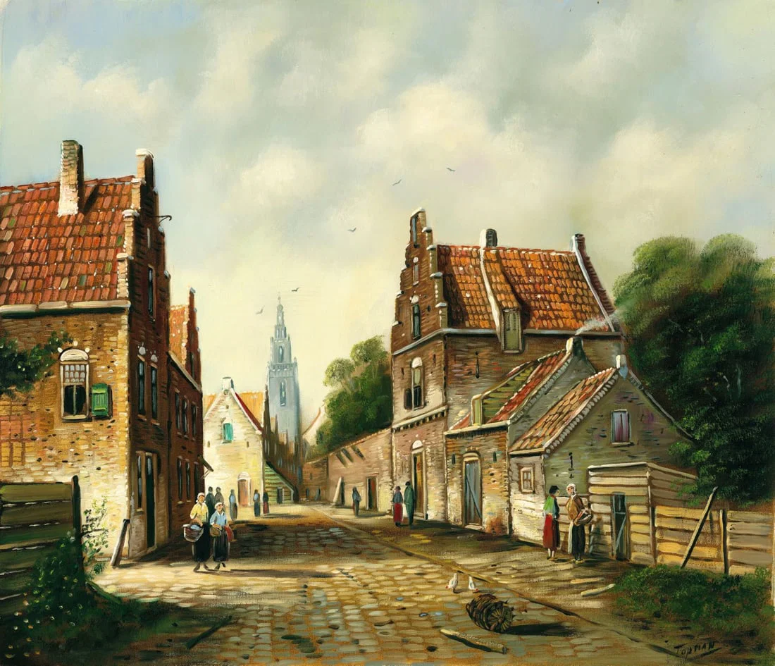 H J Topman (Dutch,1907-?) oil painting