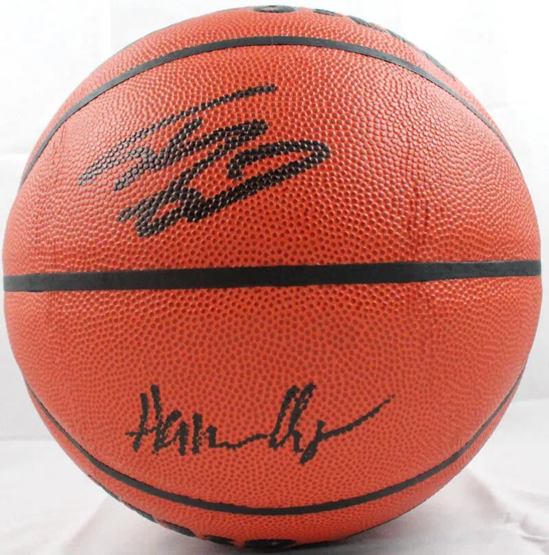 Hakeem Olajuwon Shaquille O'Neal Signed NBA Basketball JSA Authenticated