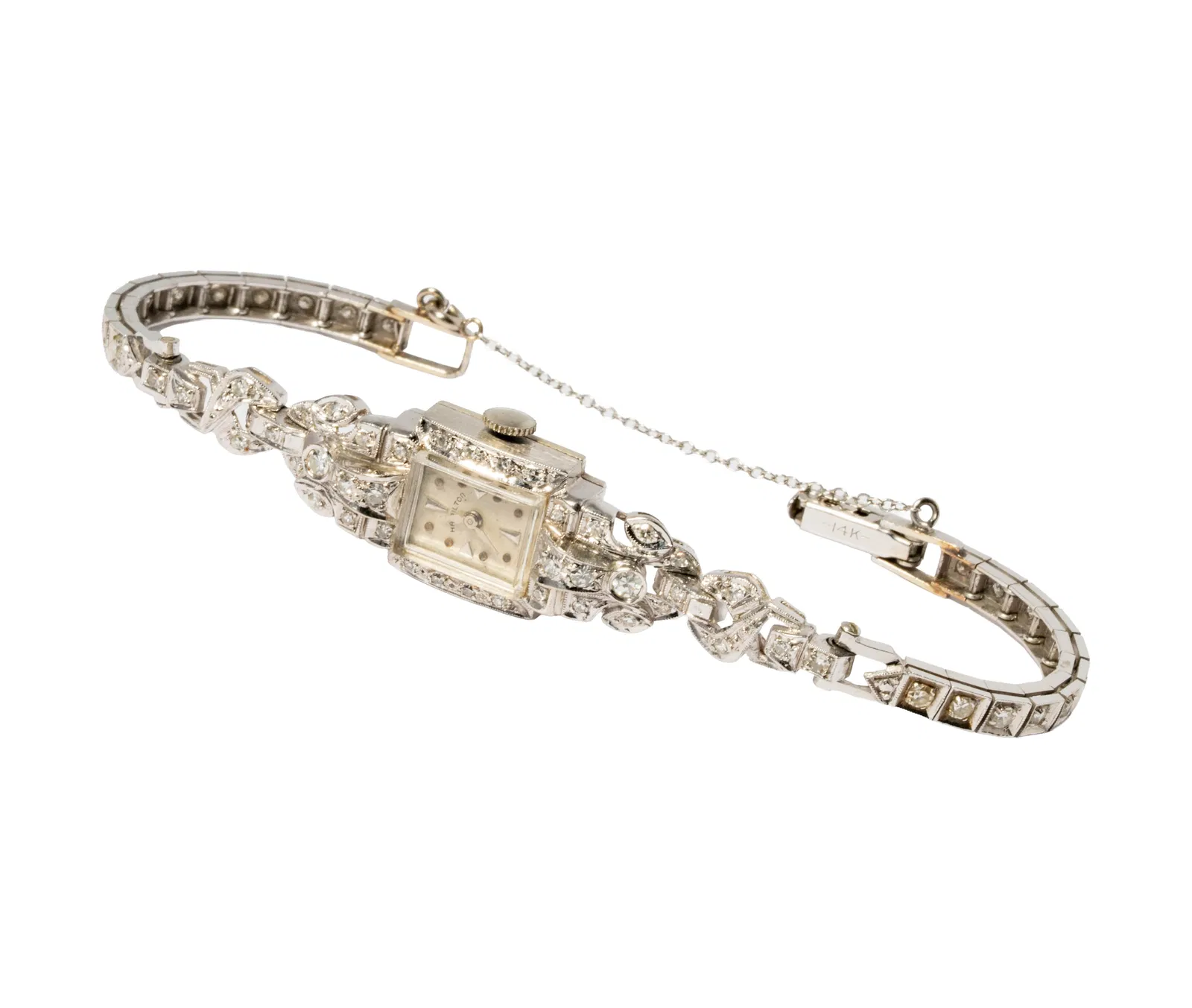 Hamilton, 14 Karat White Gold and Diamond Ladies Watch