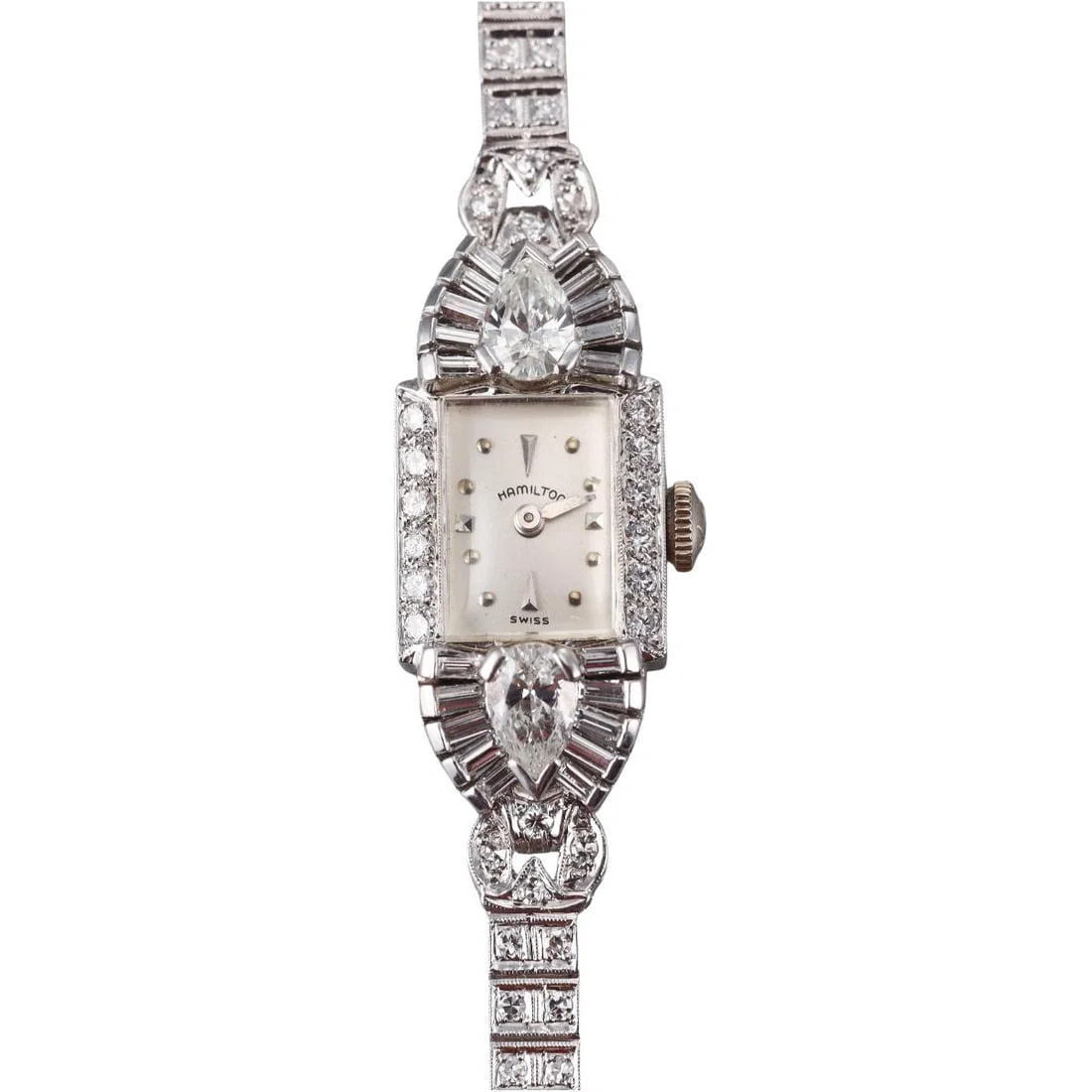 Hamilton Mid Century Platinum Diamond Ladies Watch