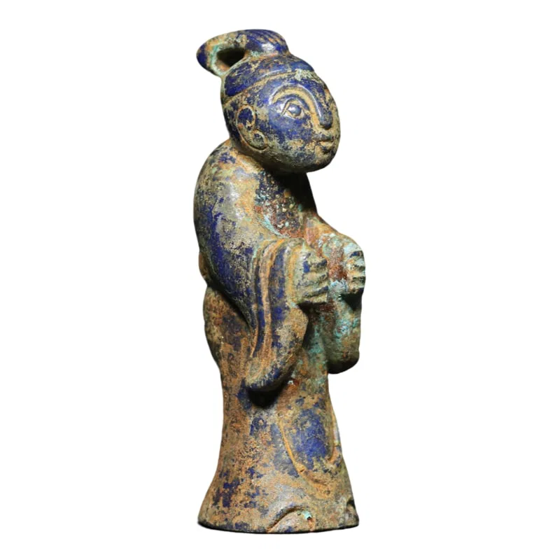 Han Dynasty carved old green jade pendant [jade figure, jade figurine, figure].