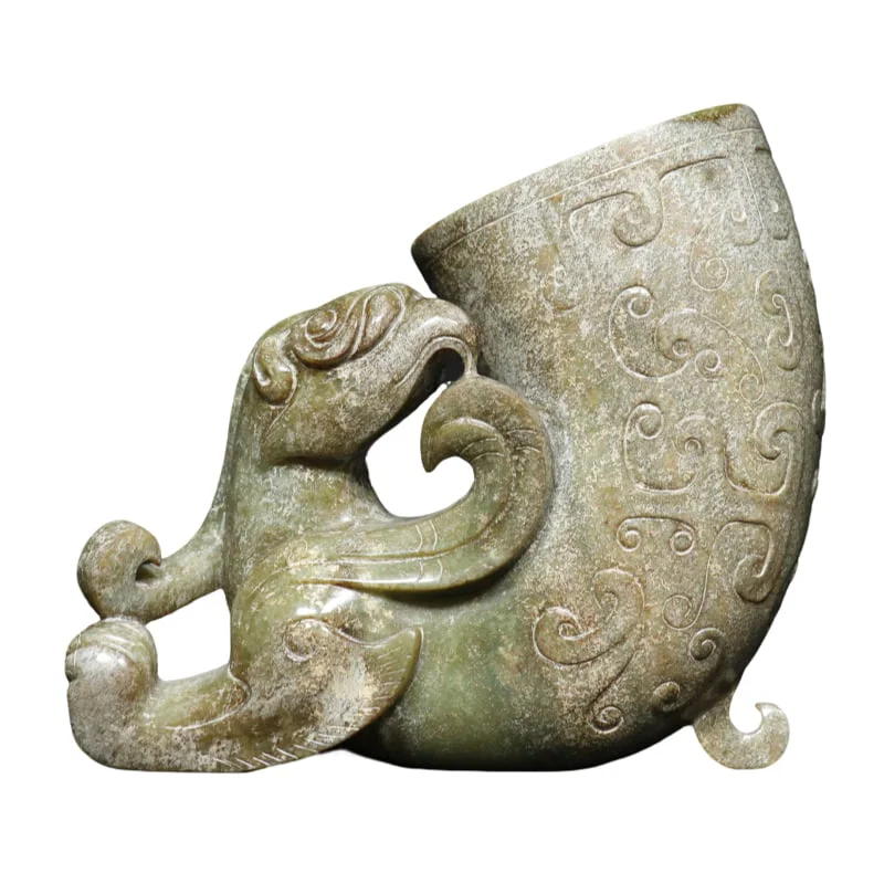 Han Dynasty Hetian Jade Phoenix Bird Jade Cup Ornament