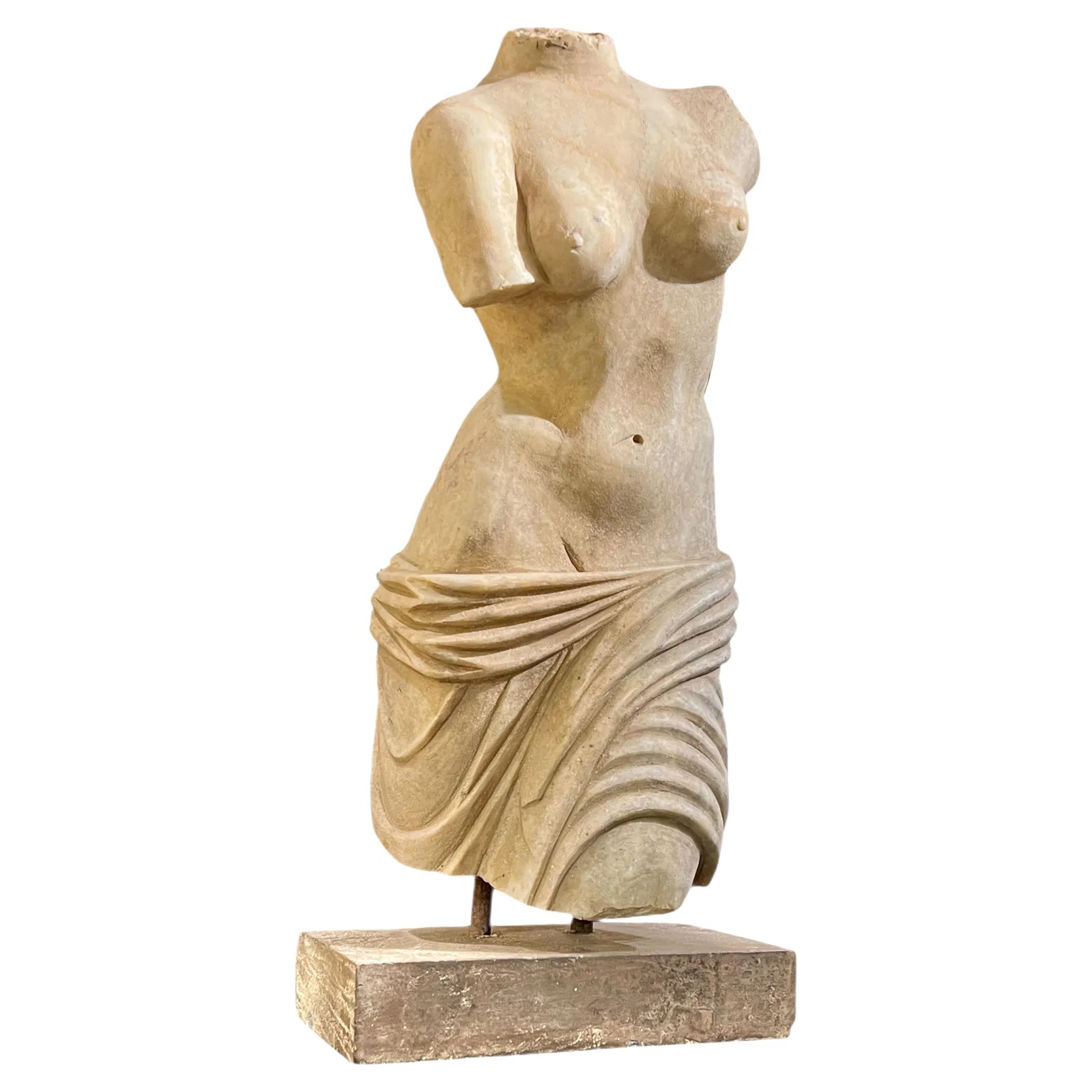 Hand-Carved Marble Venus Torso Sculpture After Ancient Roman Art