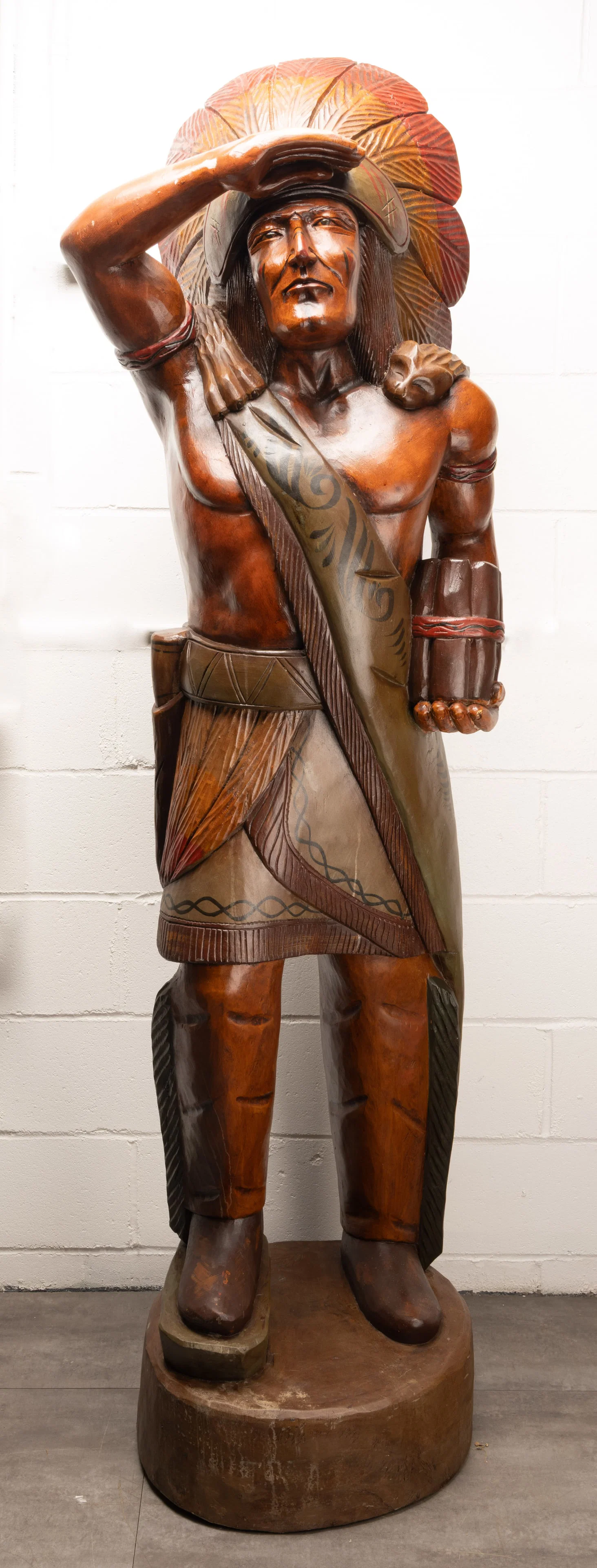 Hand Carved Wood Cigar Store Indian Advertising Trade Sculpture 6 ft (74 inch) Life Size