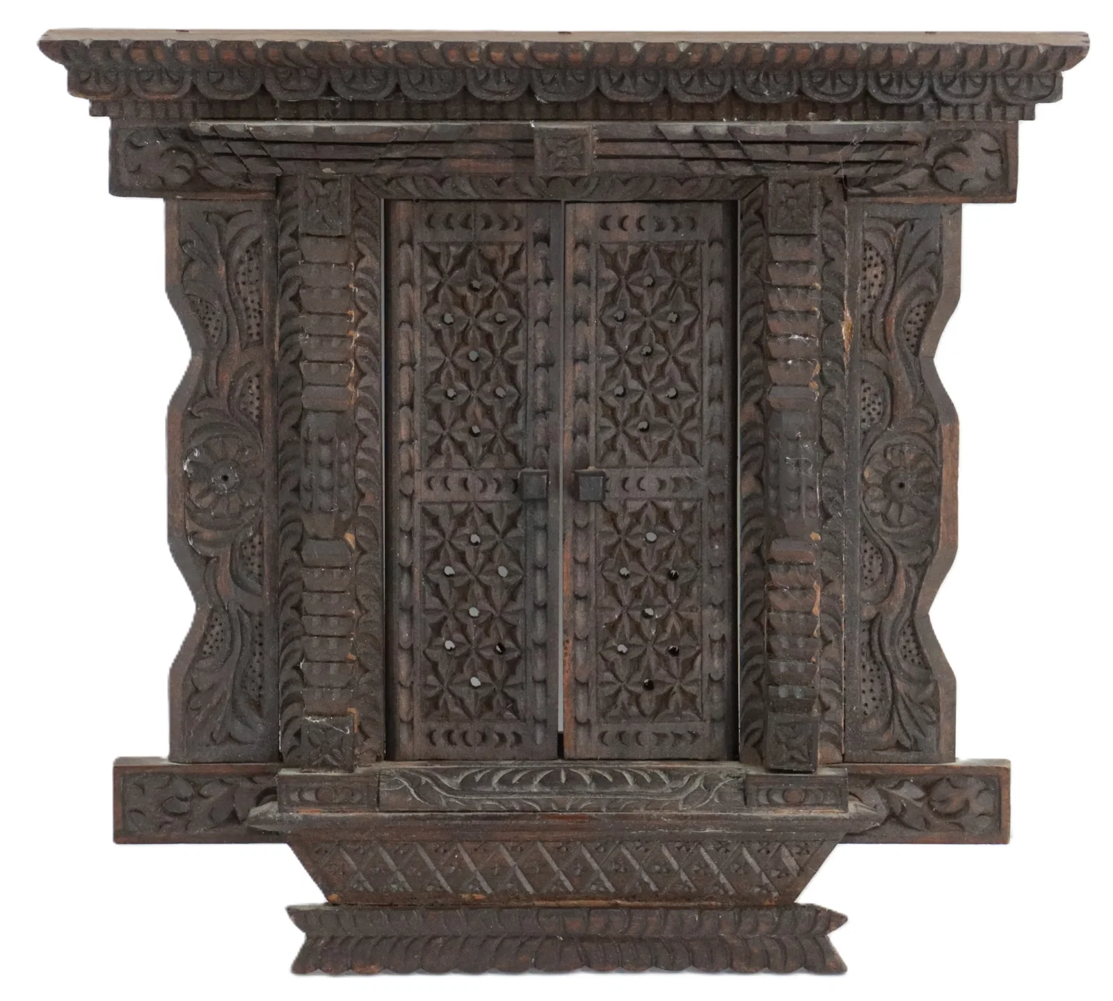 Hand Carved Wood "Temple Window" From Nepal