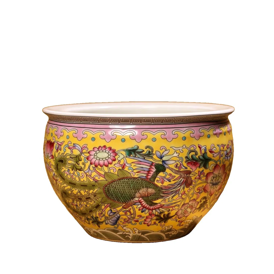 Hand-painted Enamel and Famille Rose Dragon and Phoenix Vase