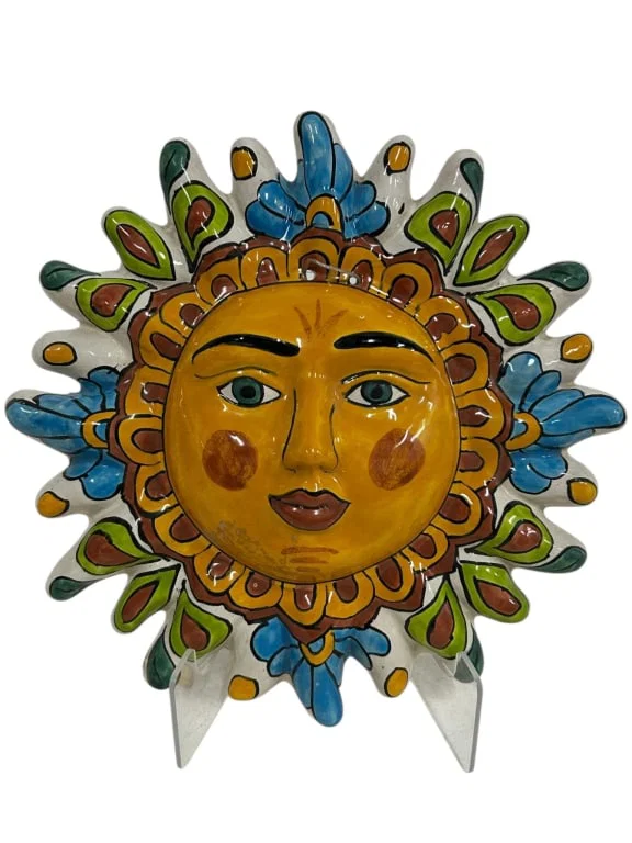 HAND-PAINTED MEXICAN TALAVERA SUN WALL MASK 12"