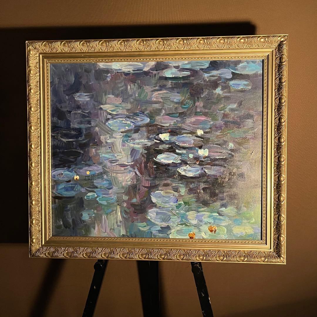 Hand-Painted Oil Painting: Claude Monet's "Water Lily Pond" - Framed Artwork, Interior Oil Painting