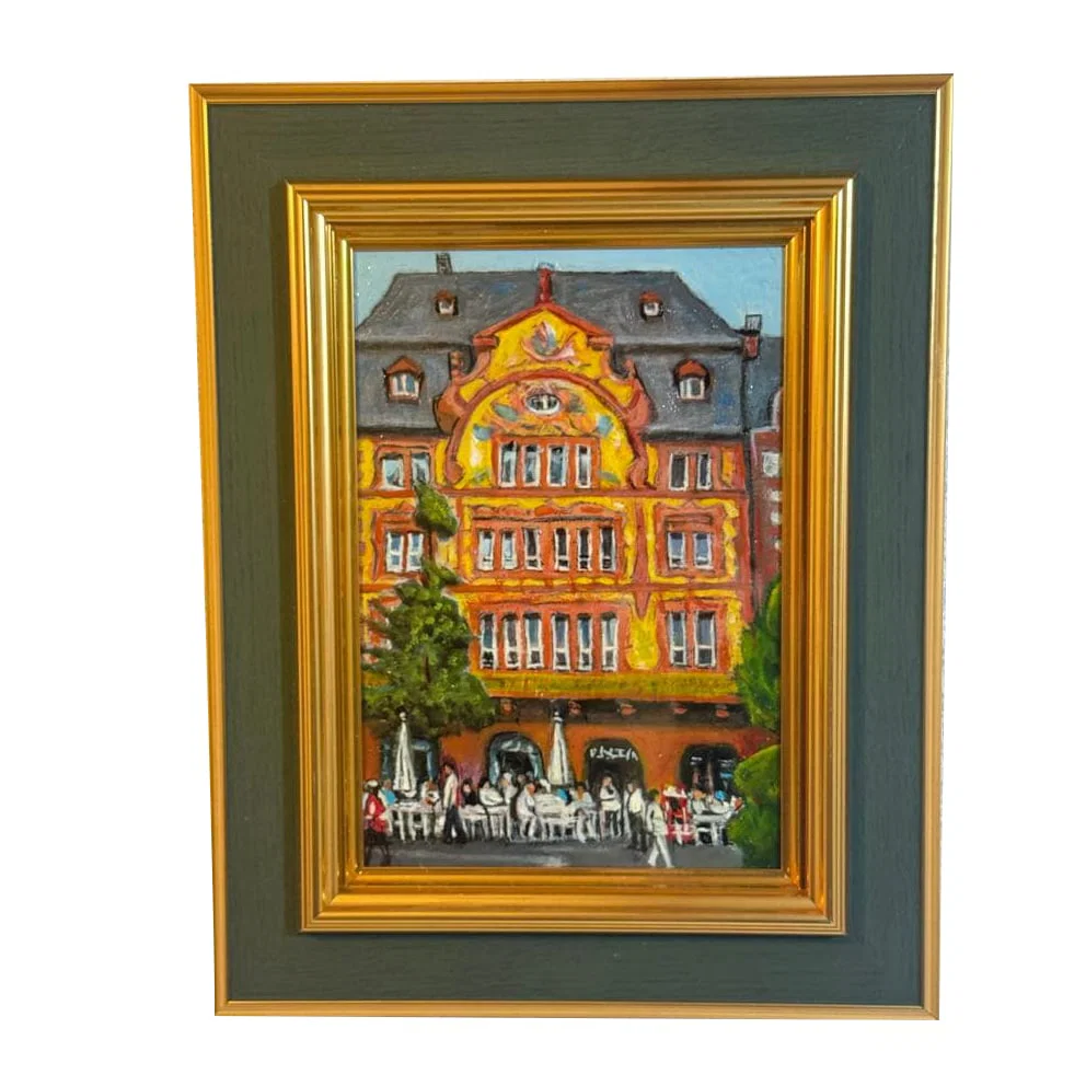 Hand-Painted Oil Painting: Memories of an Old German Town, Artist Unknown