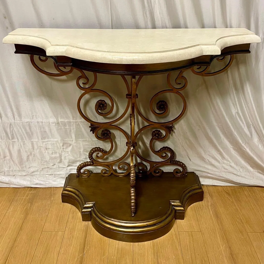 " Handcrafted" Natural Stone and Iron Console