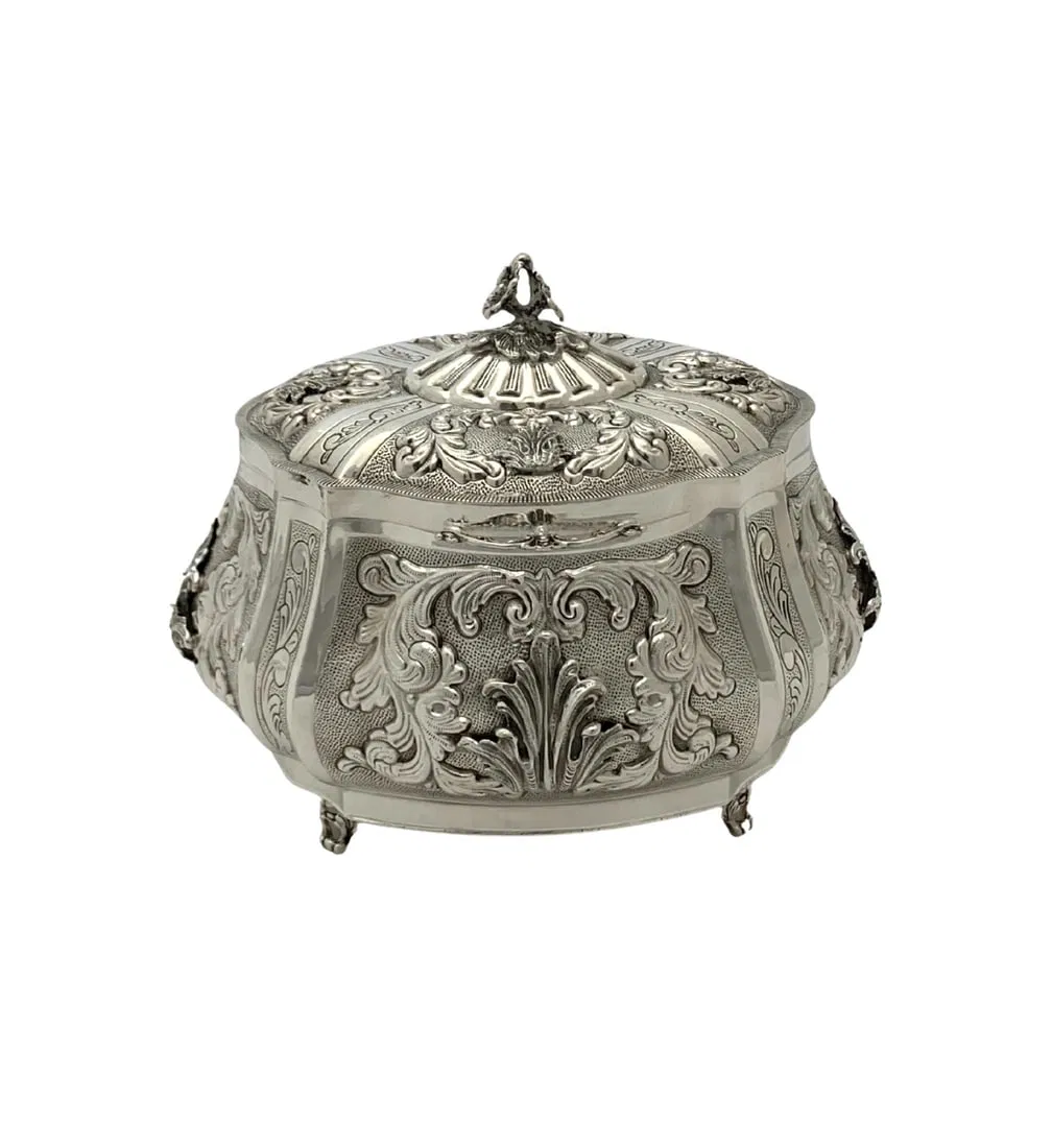 Handmade 925 Sterling Silver Leaf Applique Esrog Box BP-1787