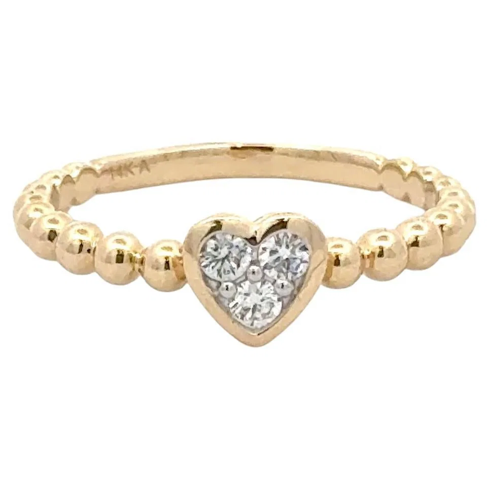 Harbor Diamonds 14K Yellow Gold Diamond Heart Bezel Ring 0.17 Carats