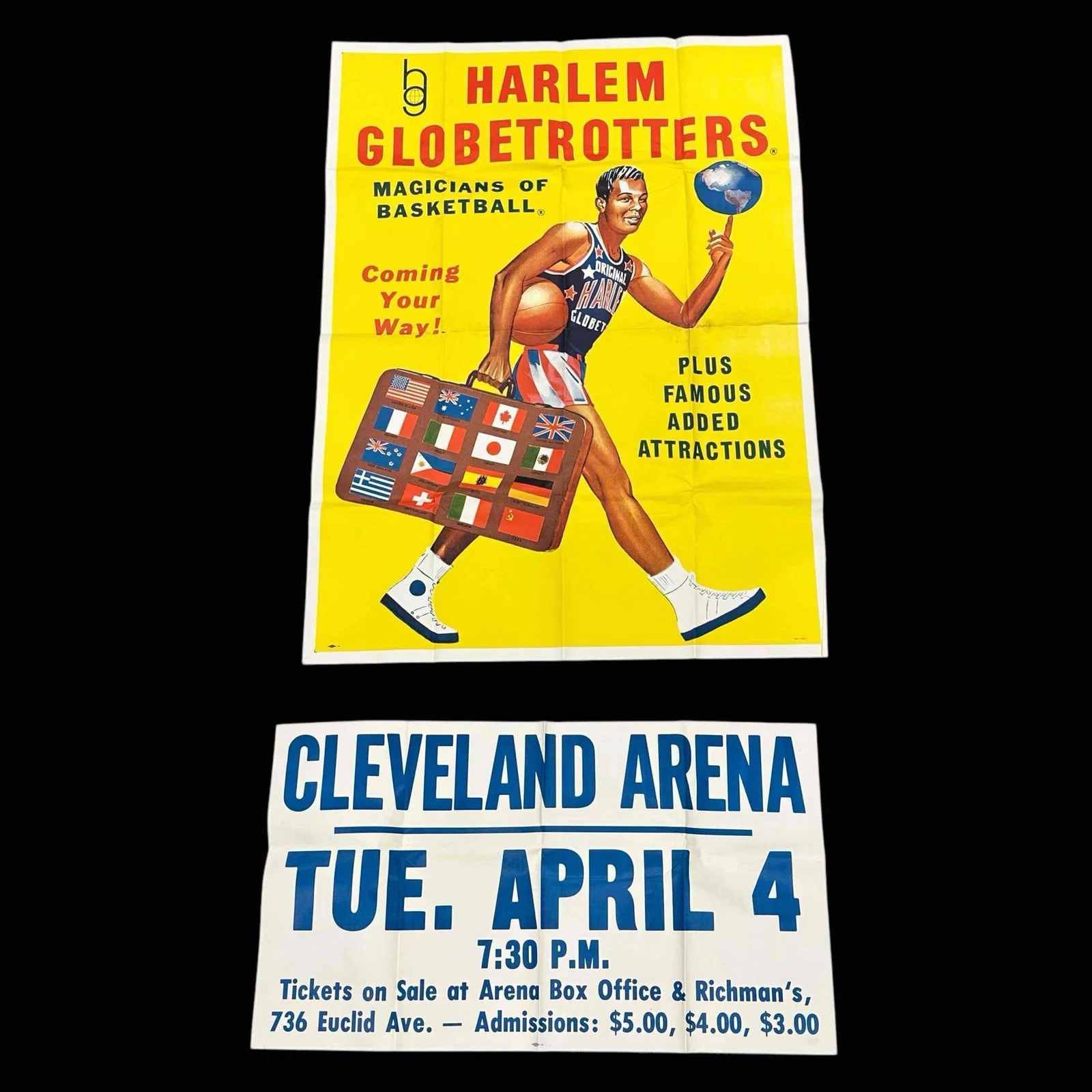 Harlem Globetrotters Advertising Poster with Ticket Banner
