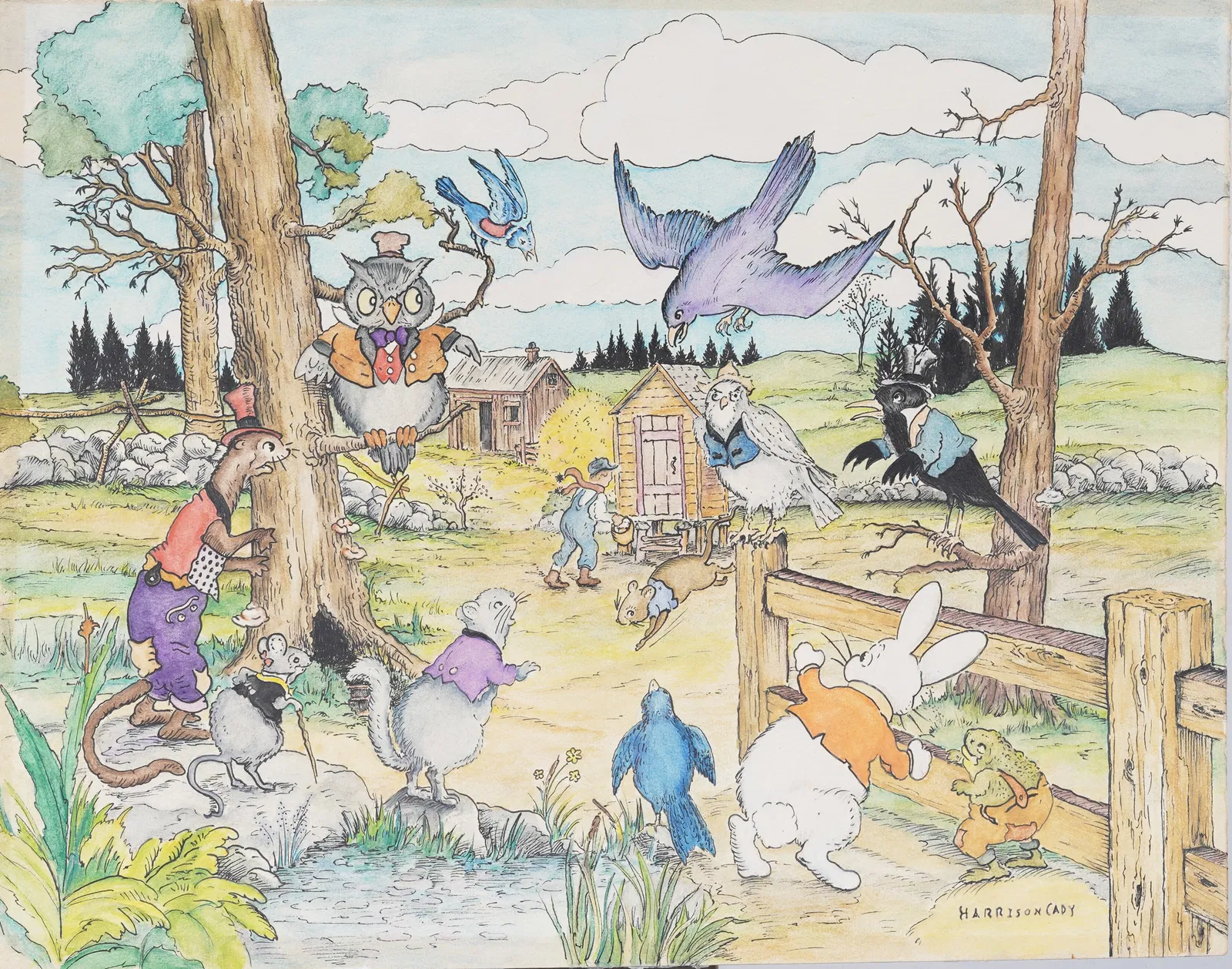 Harrison Cady (1877-1970) Vintage American Peter Rabbit Comic Original Watercolor Illustration