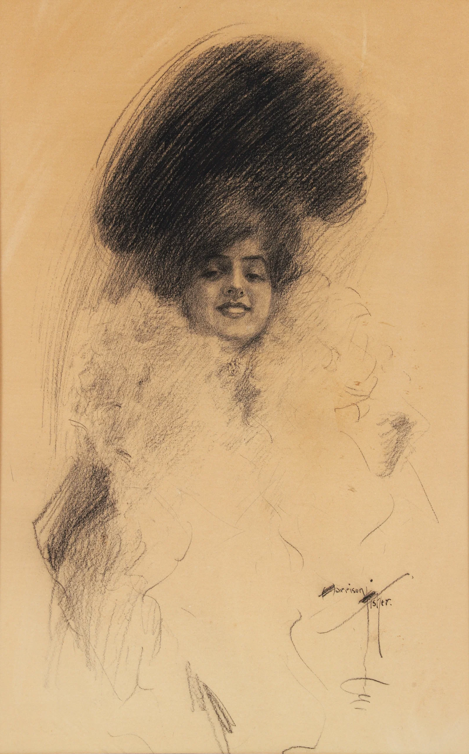 Harrison Fisher Original Pencil Drawing Calendar Girl