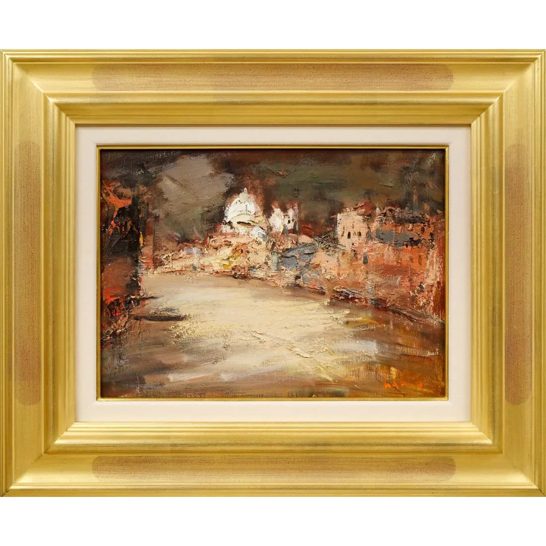 Haruo Tomonari – Venice Oil on Canvas, F4, Contemporary Japanese Painter, Thick Impasto, Authentic