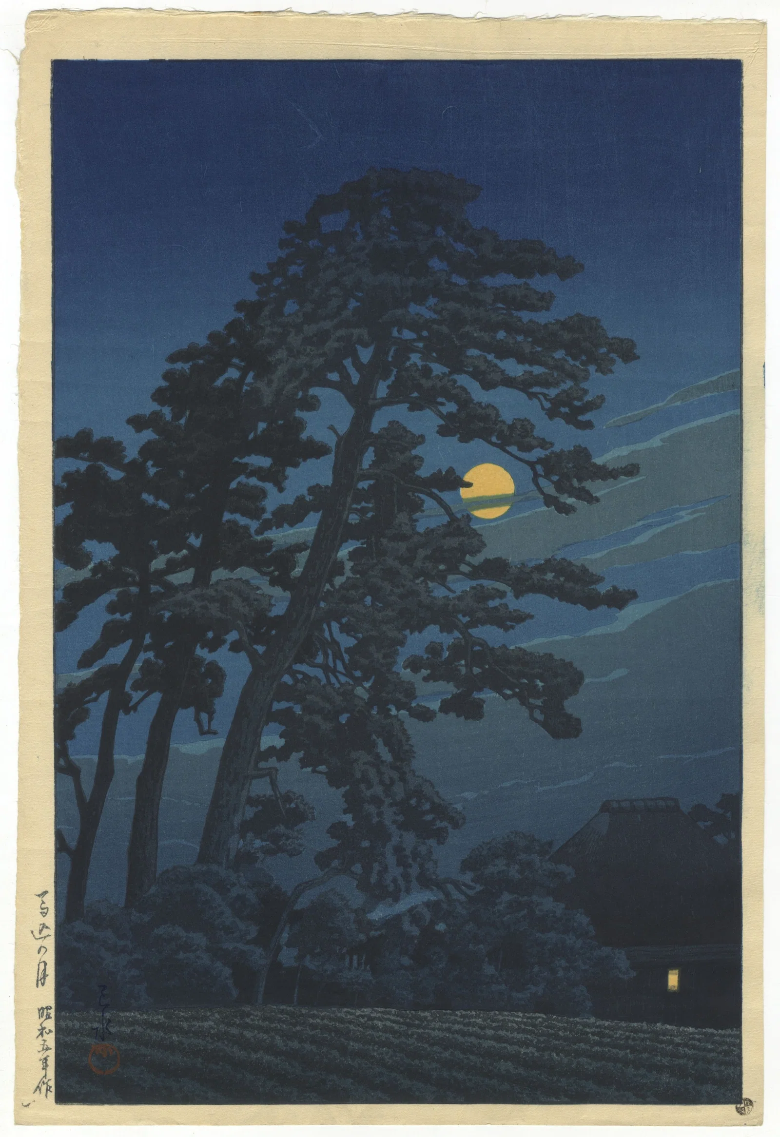 Hasui Kawase, Moon over Magome, Tokyo, Japanese Woodblock Print