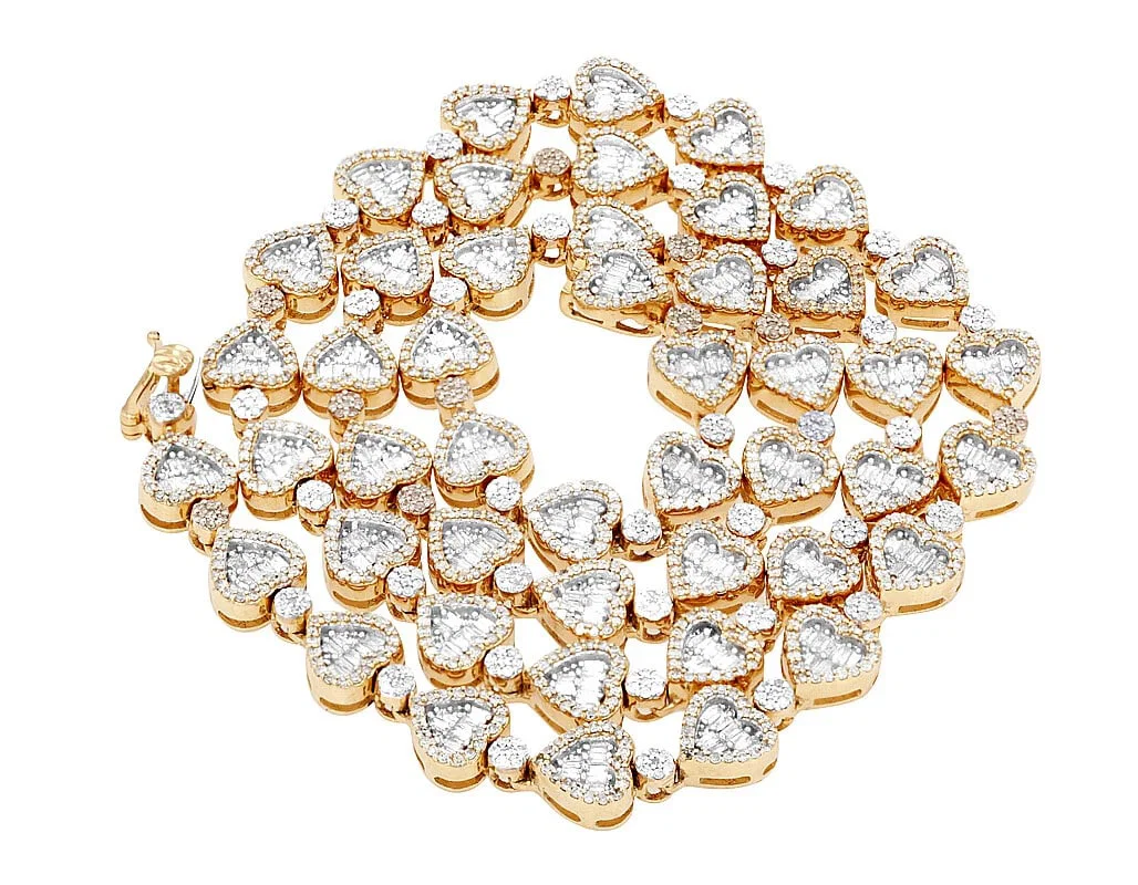 HEART HALO REAL DIAMOND NECKLACE 10K YELLOW GOLD