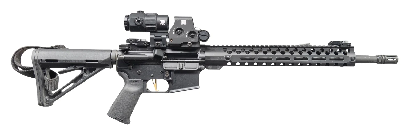 HEAVILY ACCESSORIZED ANDERSON AM-15 CARBINE.