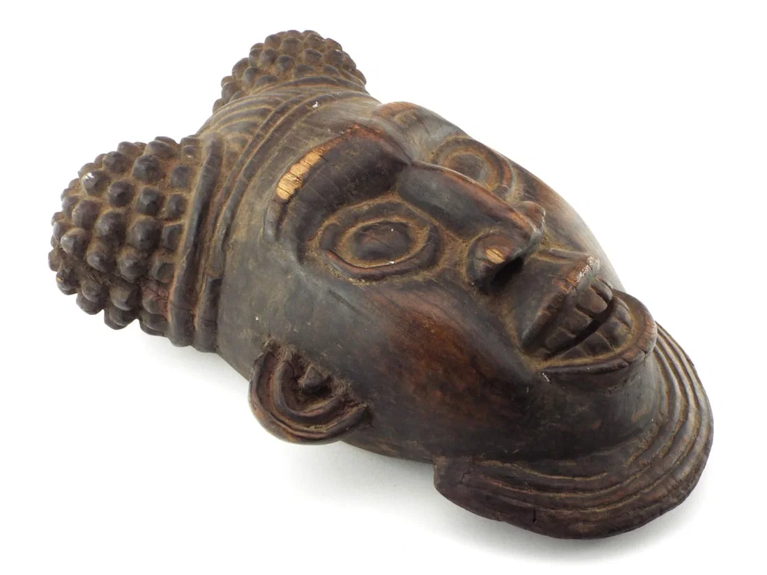 Heavy Hand Carved Antique African Bamun Mask.