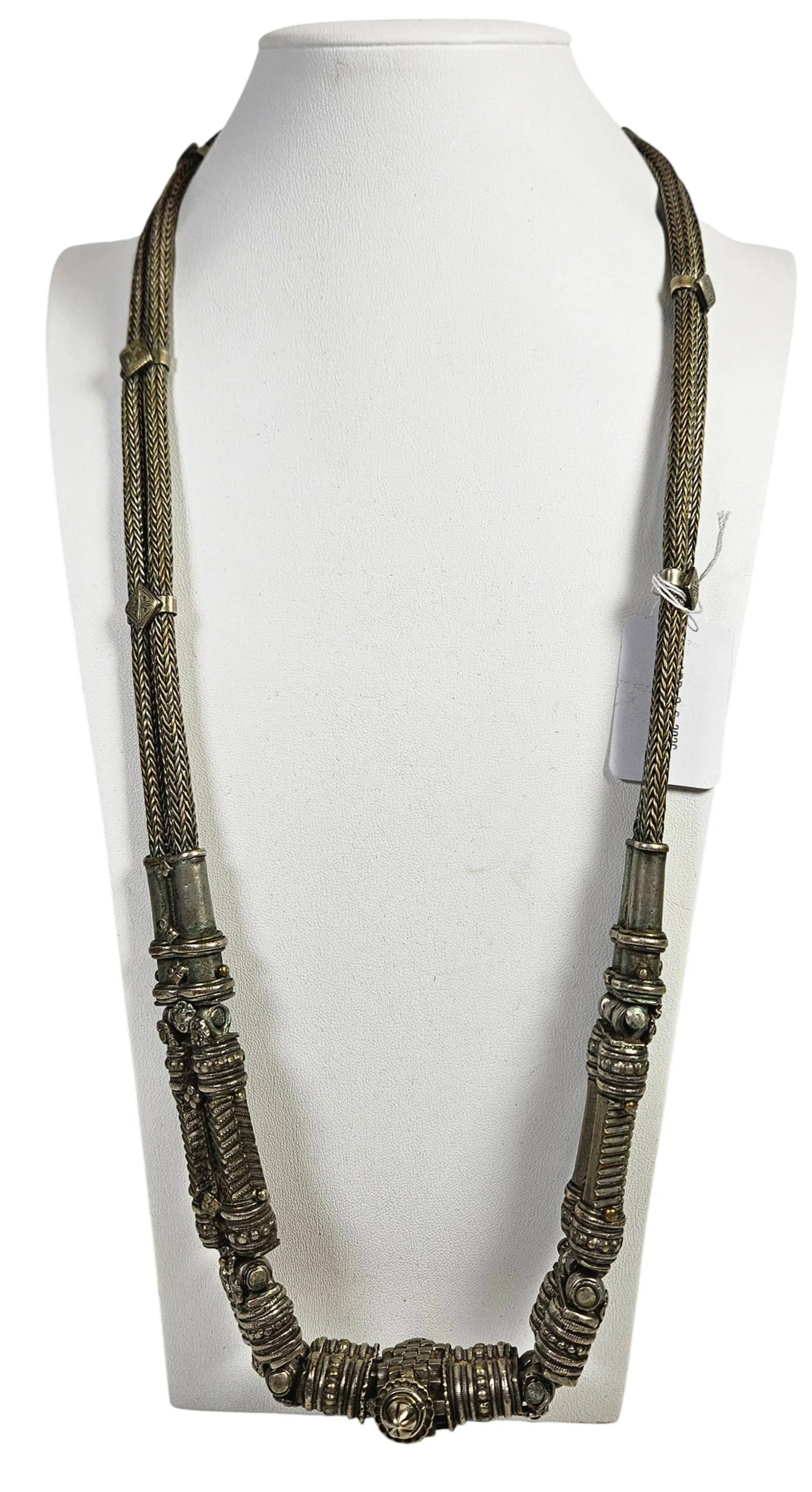 Heavy Traditional Indian Tribal Braided Silver Belt