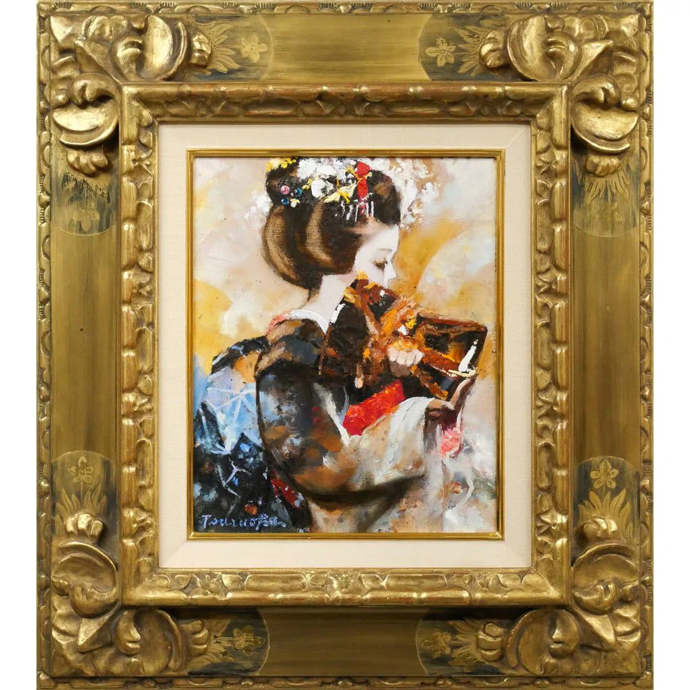 Hegao Yoshihiro, drum (geisha), oil painting