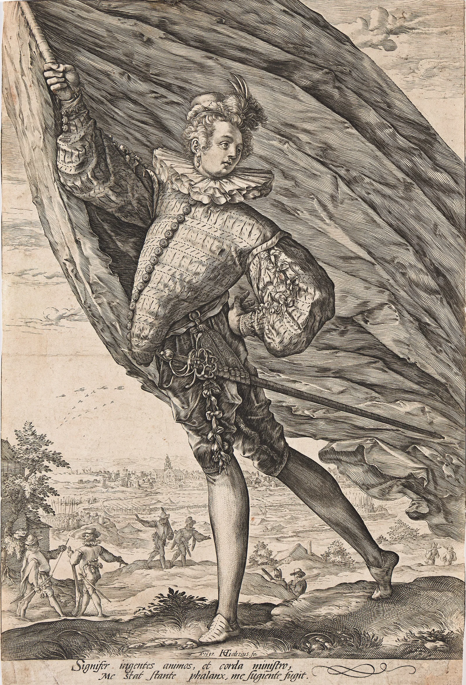 Heinrich Goltzius (1558-1616), The Great Standard-Bearer, 1587.