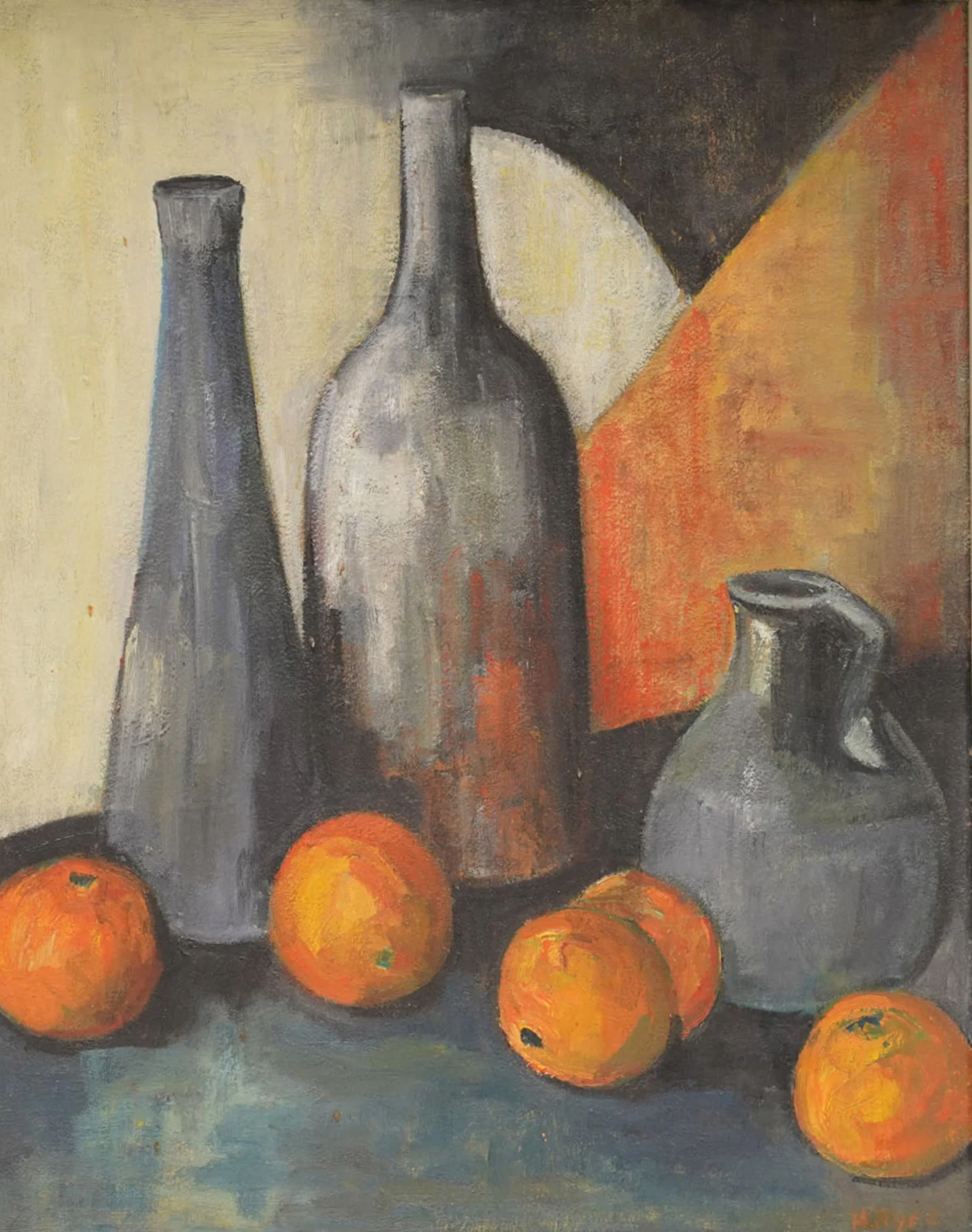 Helene DuBon Hyde (1899 - 1988): Still Life with Oranges and Bottles