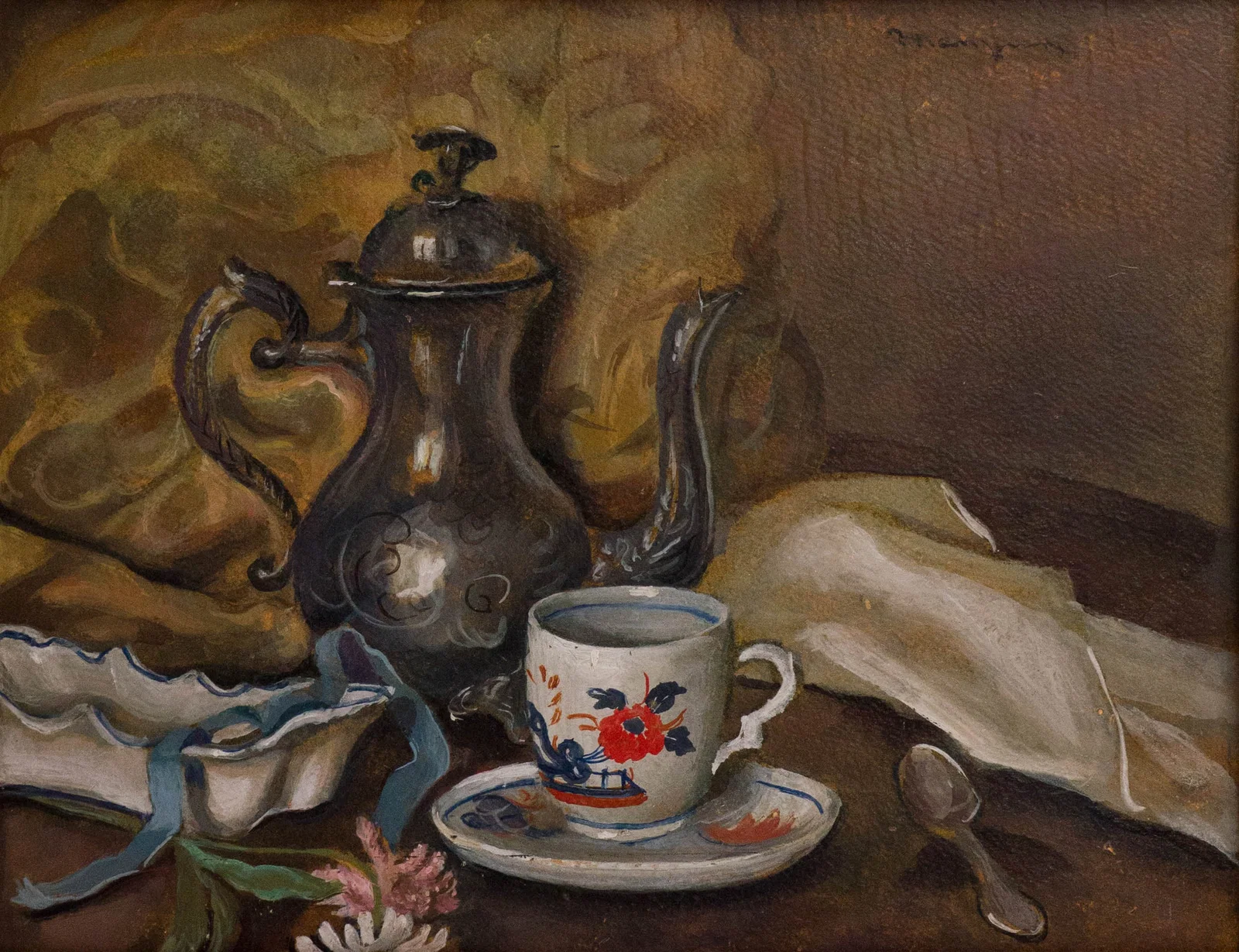 Henri Manguin, French 1874-1949, Still Life with Teapot and Teacup, Oil on Board