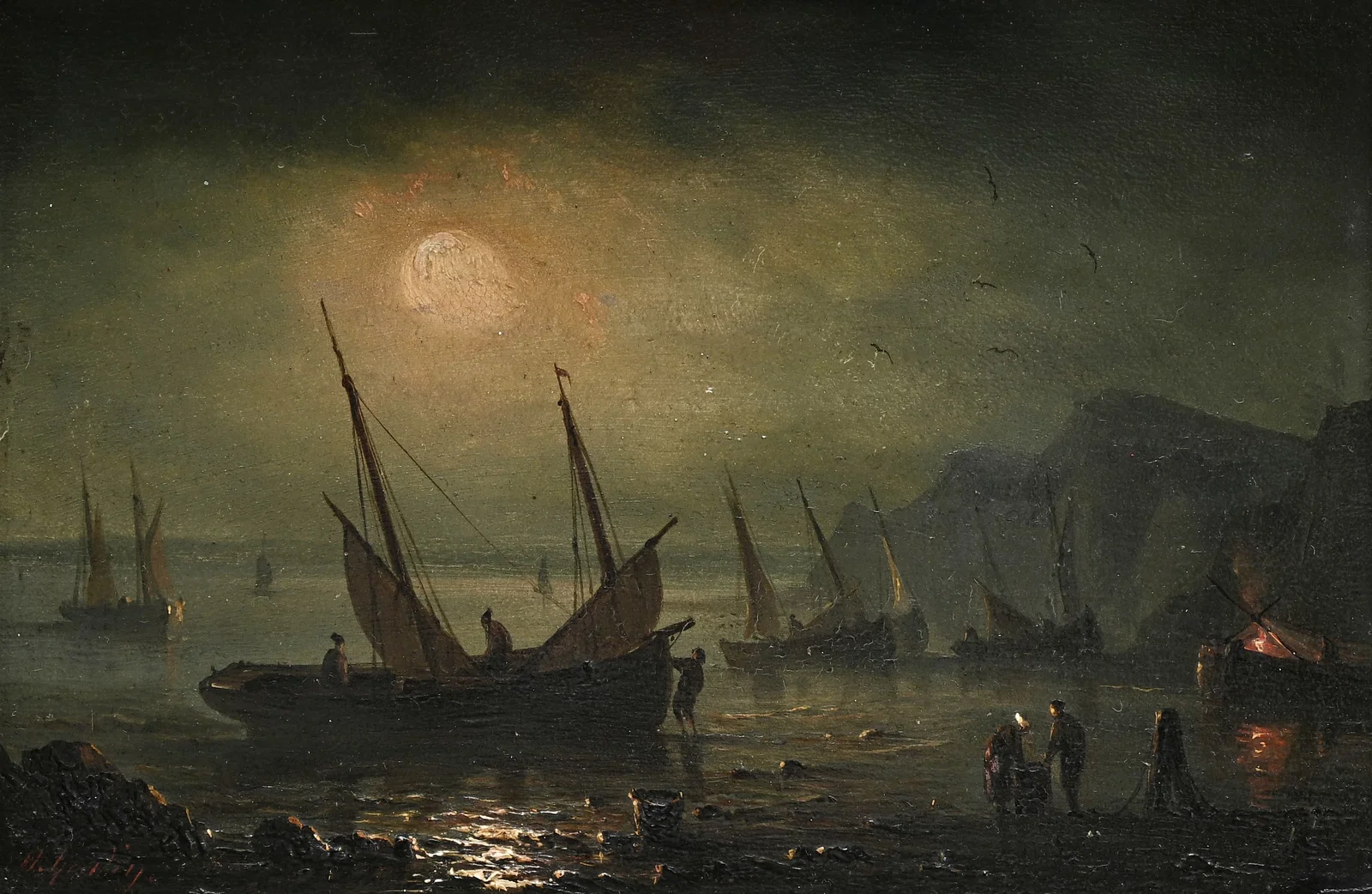 Henriette Herminie GUDIN (1825-1892), Marine, oil on panel, signed