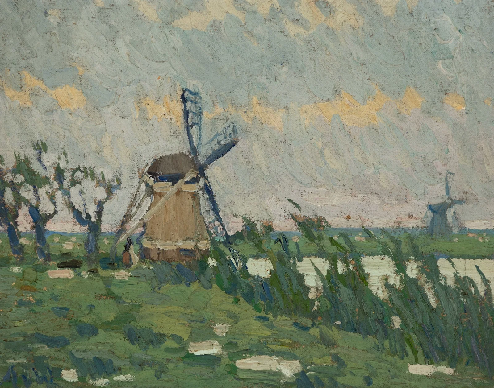 Henry Ahl (Am. 1869-1953), Windmill , Oil on canvas board, framed