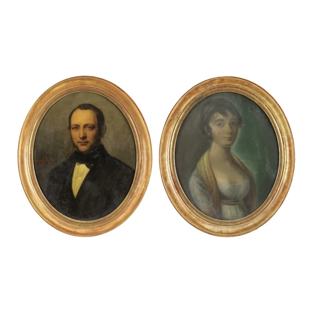 Henry Scheffer (La Haye 1798-1862 Paris) Portrait d'homme (accompagné d'un portrait de femm...