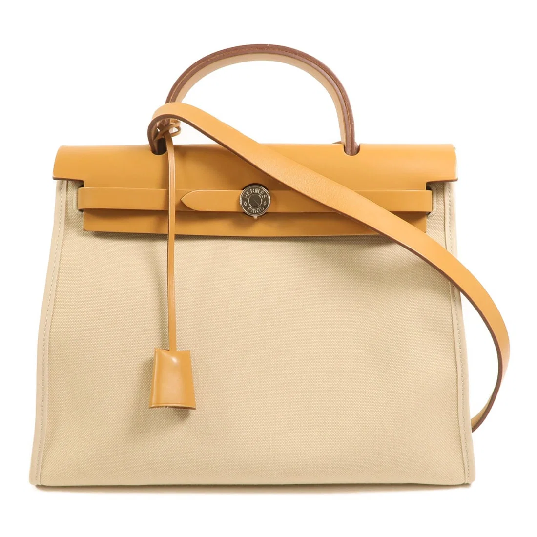 Herbag PM Canvas Shoulder Bag with SHW Beton Gray by Hermes