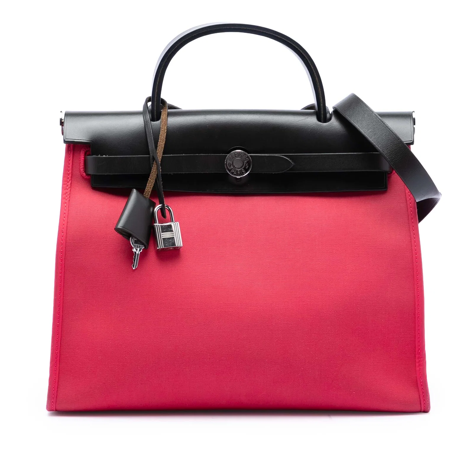 Herbag Zip 31 Pink Canvas Shoulder Bag with Leather Trim by Hermes