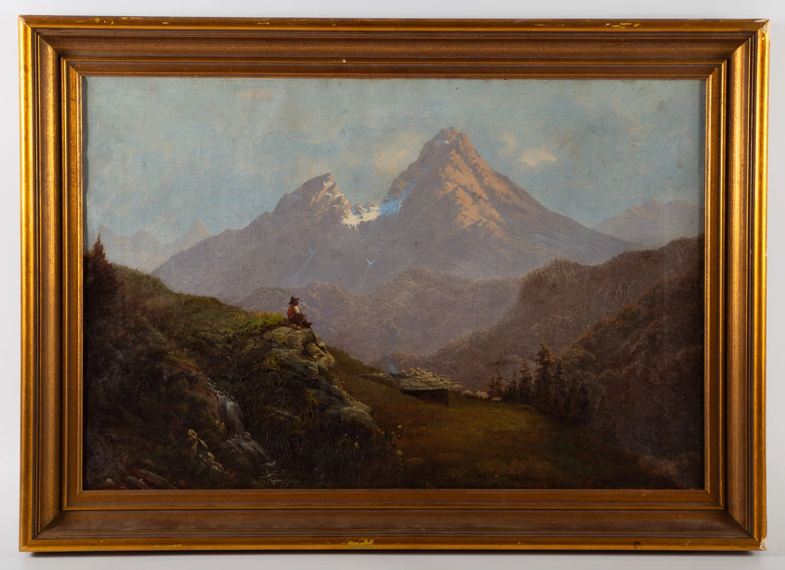 HERMAN HERZOG ATTRIBUTION ALPINE SCENE