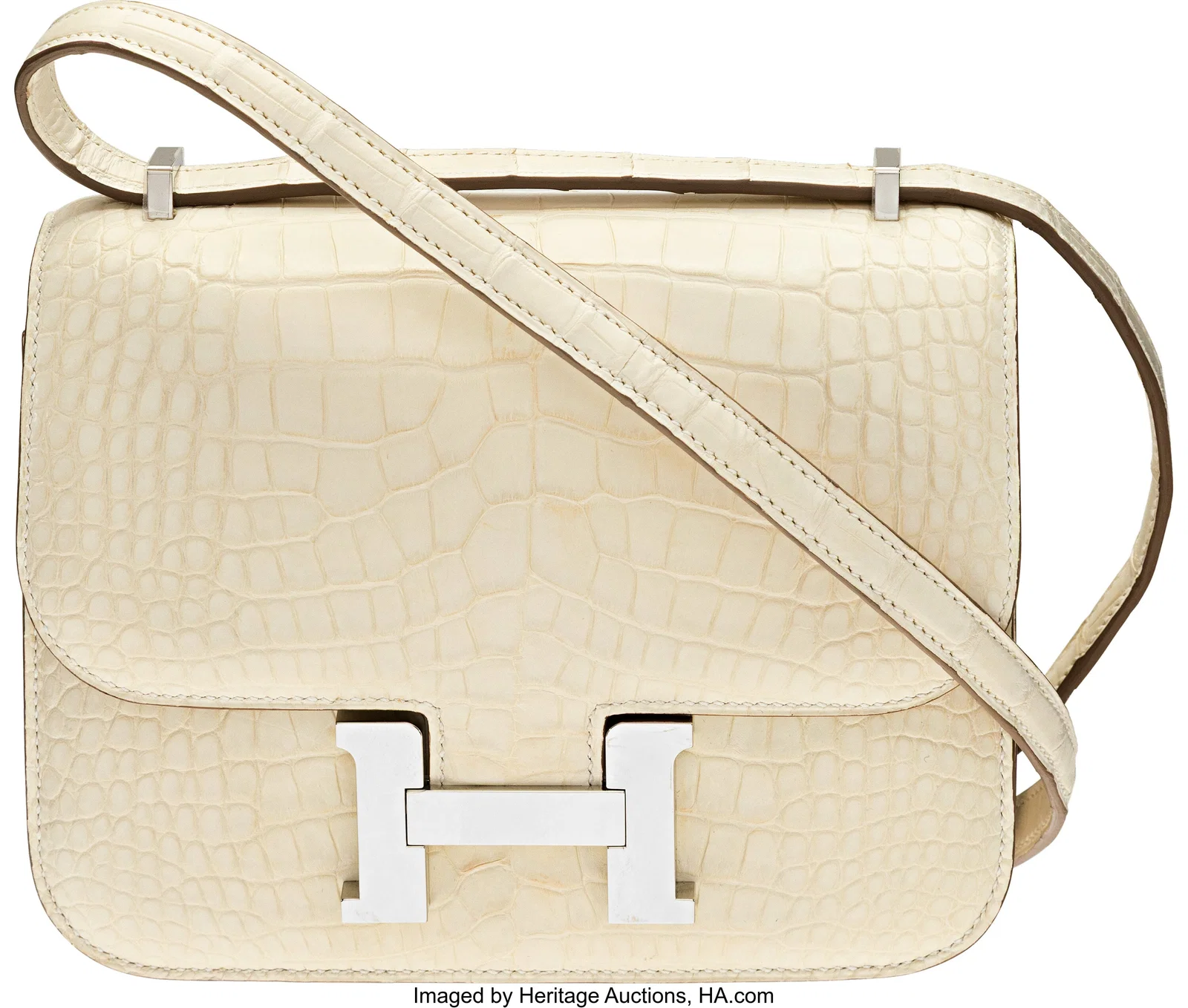 Hermès 18cm Matte Nata Alligator Mini Constance