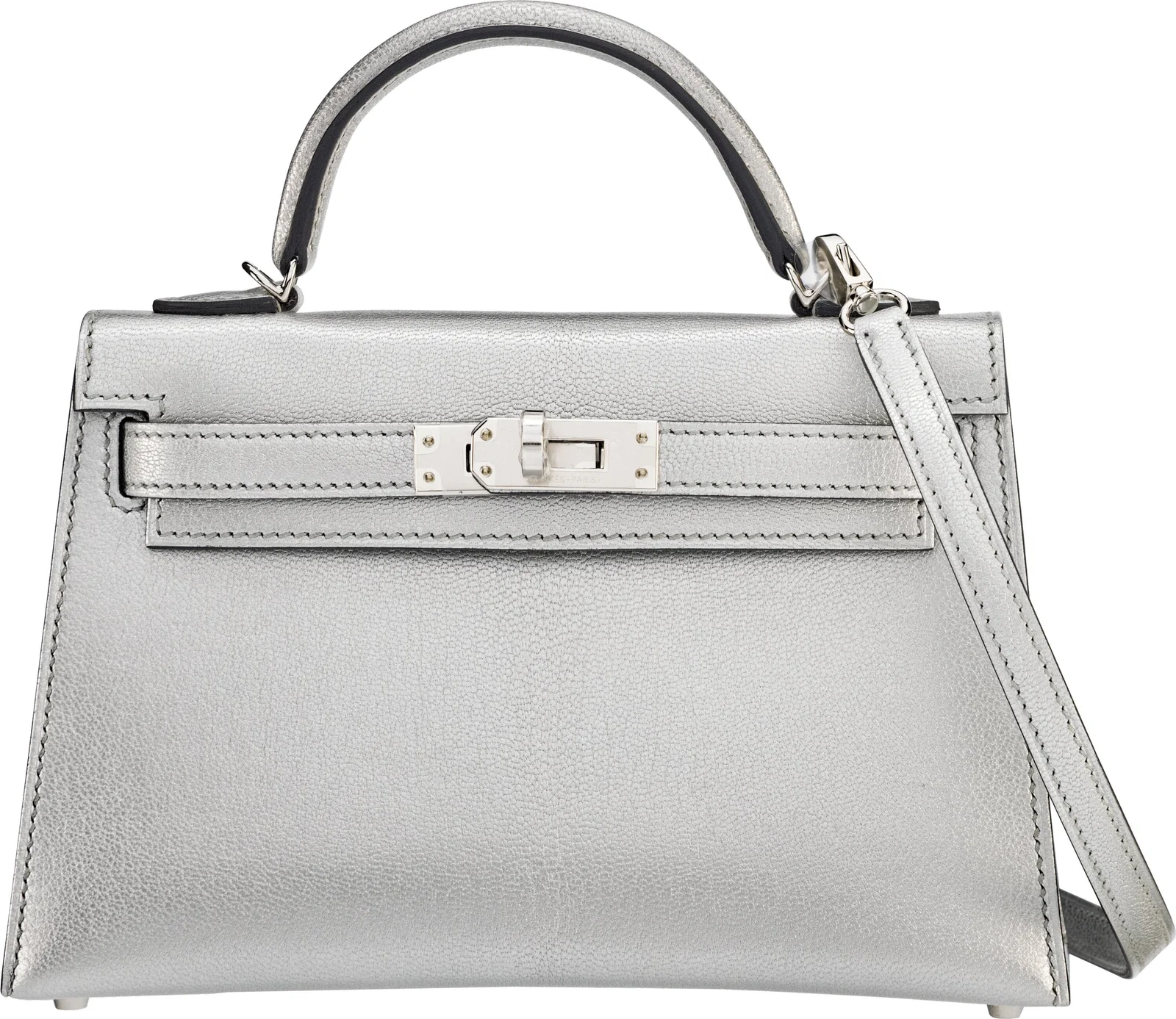 Hermès 20cm Metallic Argent Chevre Chamkilight