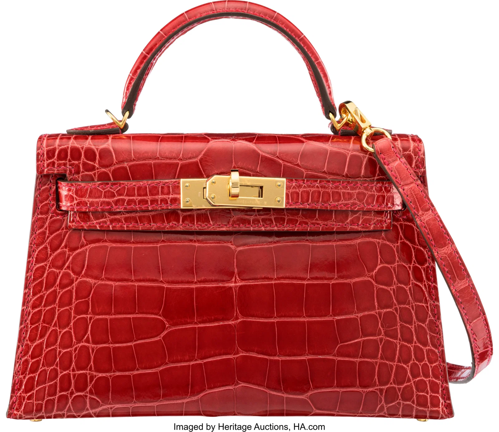 Hermès 20cm Shiny Braise Alligator Mini Kelly w