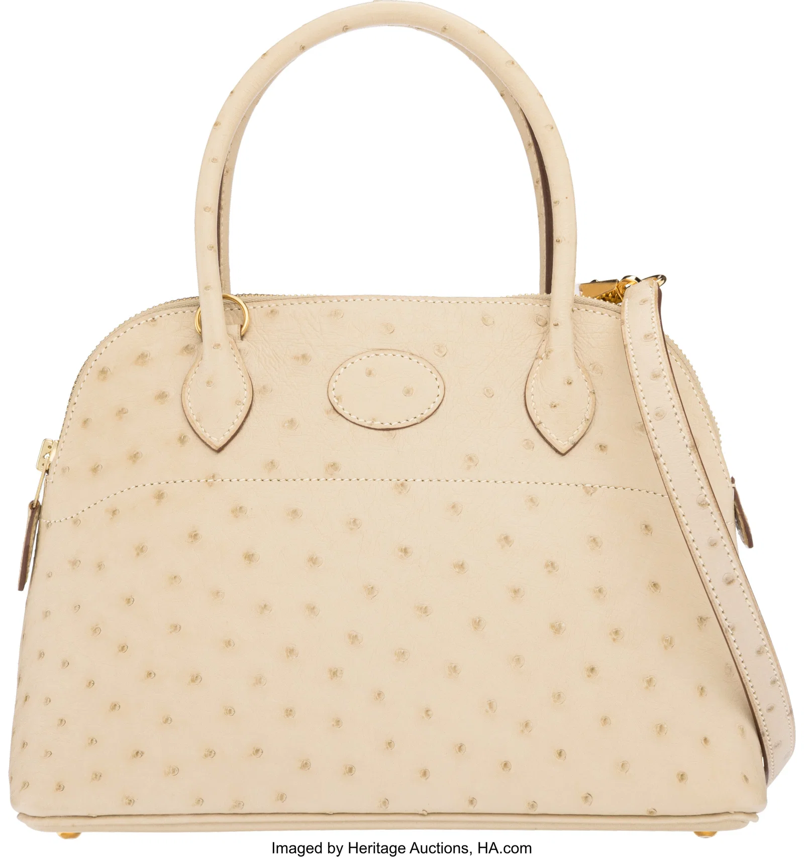 Hermès 27cm Parchemin Ostrich Bolide Bag with G