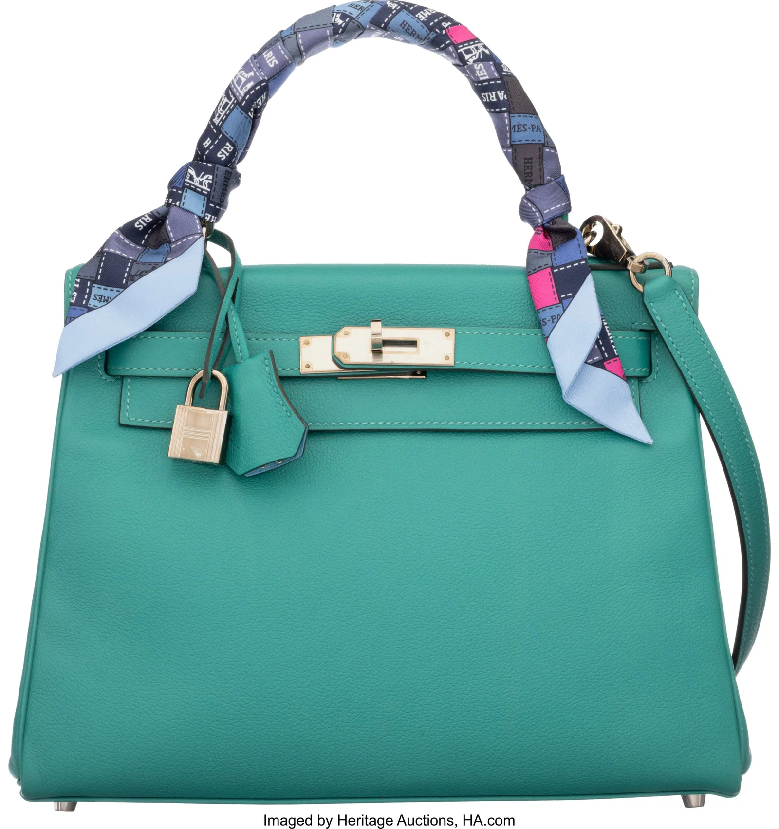 Hermès 28cm Vert Verone & Bleu Du Nord Evercolo