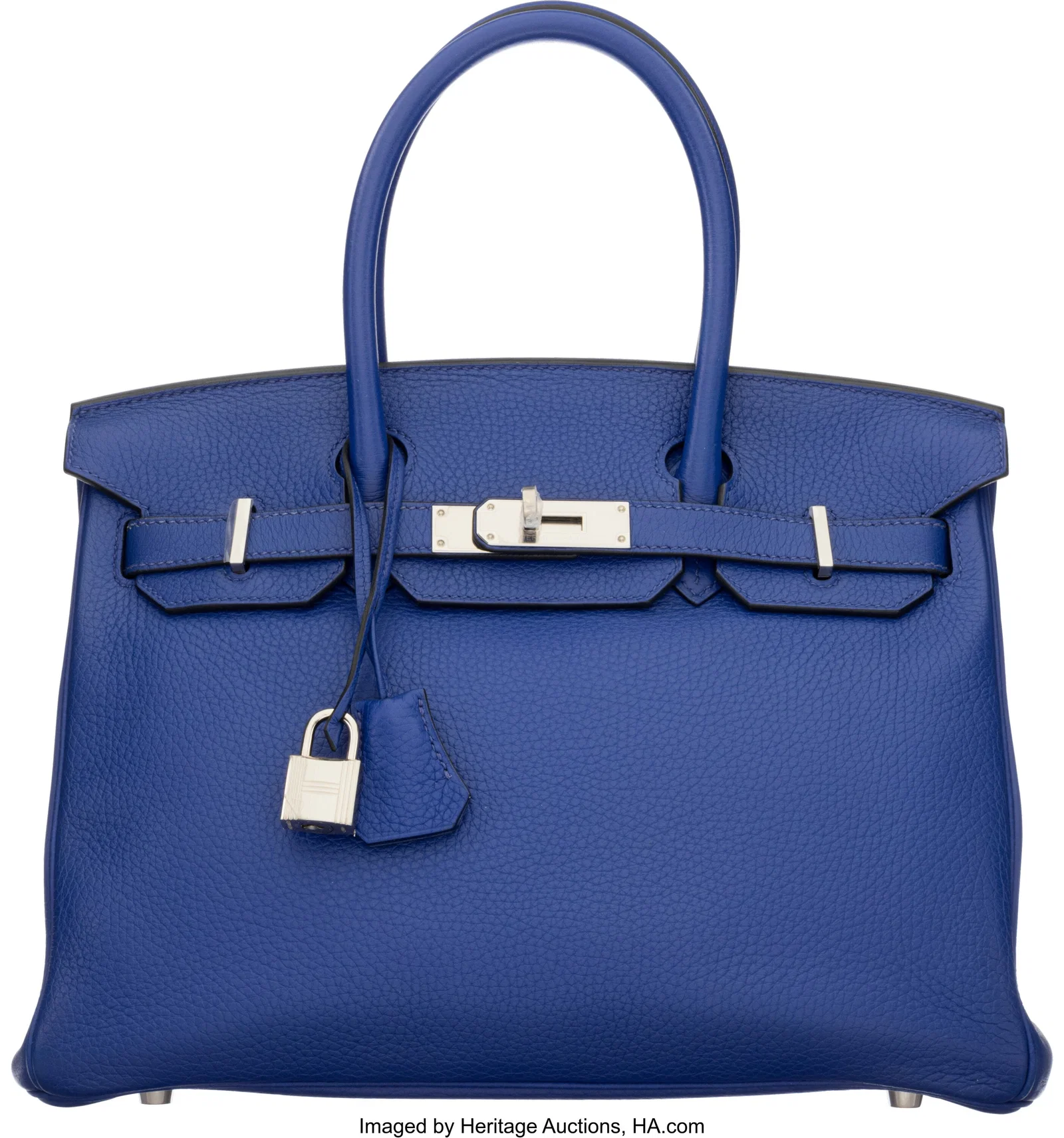 Hermès 30cm Bleu Electrique Clemence Leather Bi