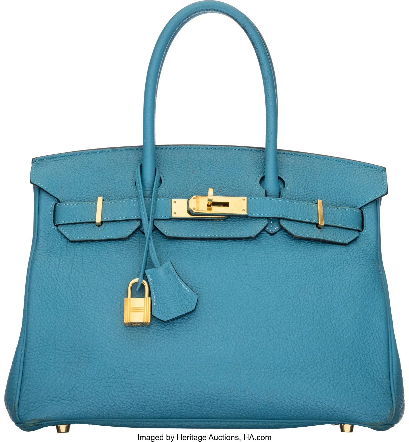 Hermès 30cm Turquoise Togo Leather Birkin Bag w