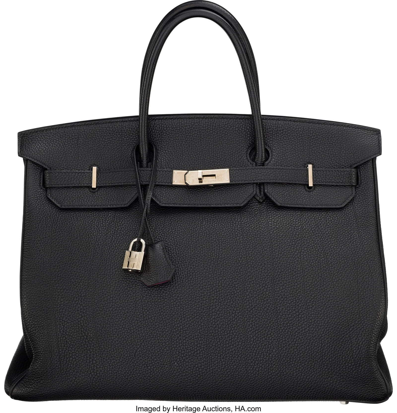 Hermès 40cm Black & Fuschia Togo Leather Verso