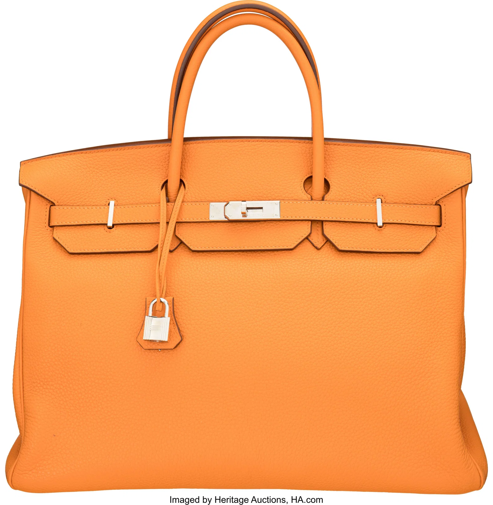 Hermès 40cm Orange Clemence Leather Birkin Bag