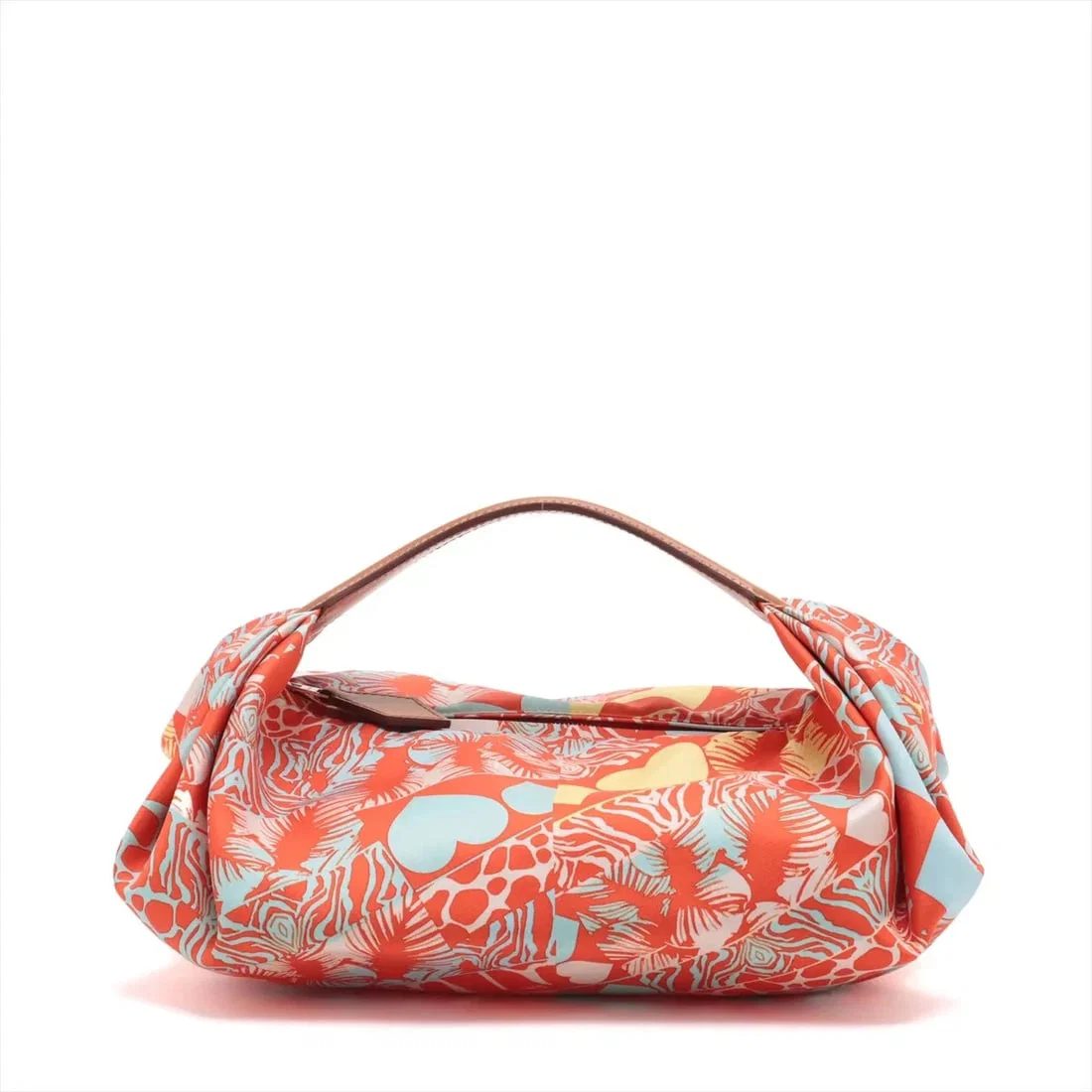 HERMES BARSOIS LEATHER X SILK ORANGE HANDBAG