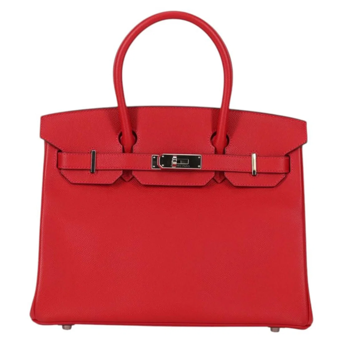 Hermes Birkin 30cm Red Epsom Leather Bag with Palladium Hardware