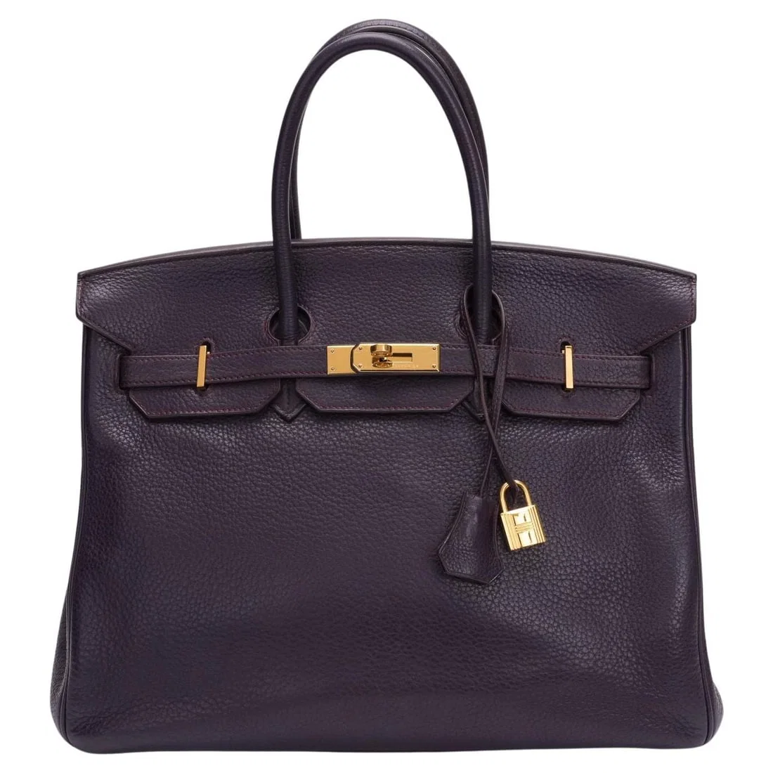 Hermes Birkin 35 Raisin Taurillon Clemence Gold Hardware Bag