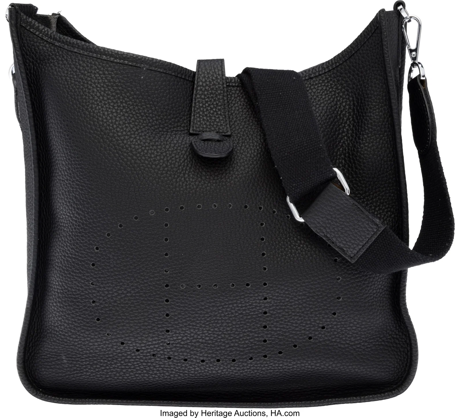 Hermès Black Clemence Leather Evelyne GM Bag wi